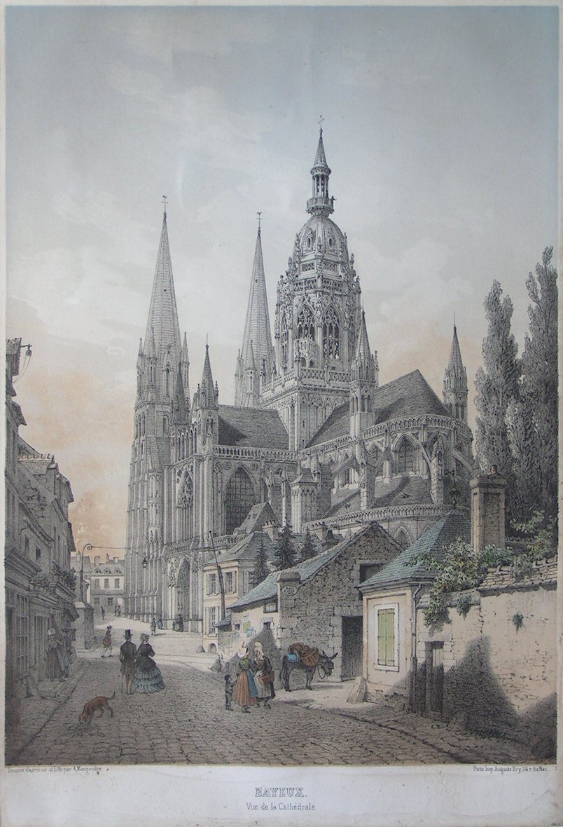 Lithograph - Bayeux. Rue de la Cathedrale - Maugendre